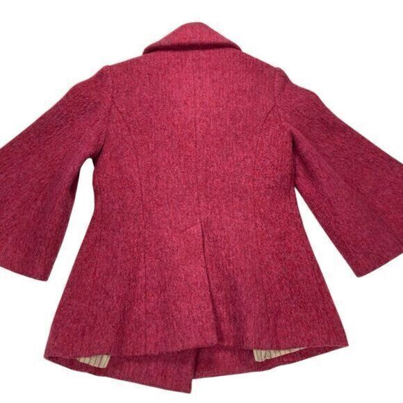 Beth Bowley Wool Pea Coat Womens Sz 10 Pink Flare Sleeve Classic Elegance Jacket - Picture 11 of 16